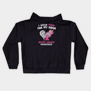 I Wear Pink For My Nana Heart Ribbon Cancer Awareness Kids Hoodie